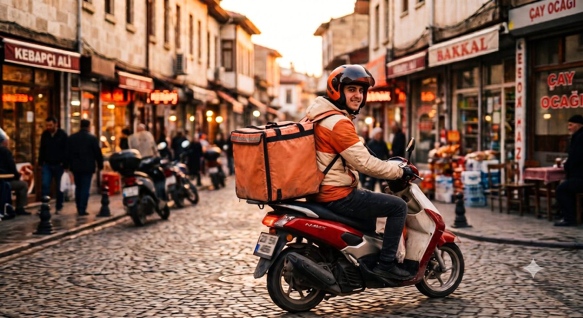 Scooter ile teslimata çıkan kurye (temsili görsel)